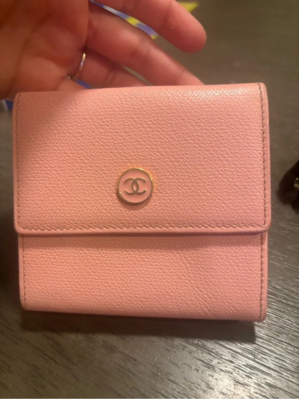 CHANEL Pink Compact Bi-Fold Wallet with CC Button